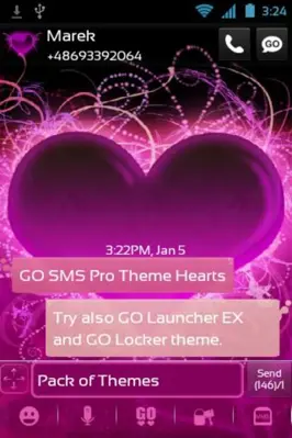 GO SMS Pro Theme Hearts android App screenshot 1